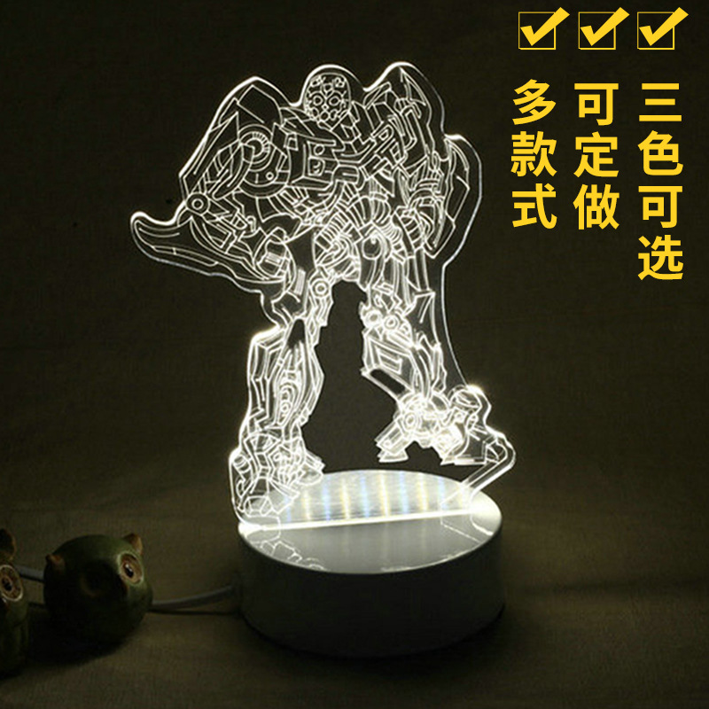 3D創意禮品USB小夜燈臺燈 立體3D小夜燈 新奇特裝飾床頭燈可定製工廠,批發,進口,代購