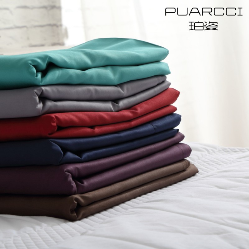 PUCRCCI珀姿 100%長絨棉純棉貢緞 素色純色1.5/1.8單品床單多色工廠,批發,進口,代購