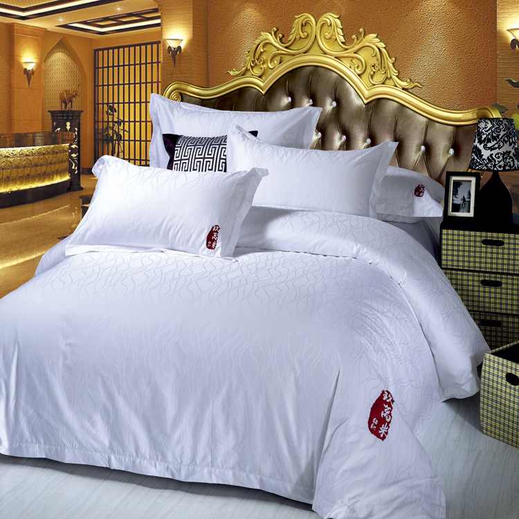 2016新款高檔酒店純棉套件 貢緞提花賓館四件套 床上用品批發工廠,批發,進口,代購