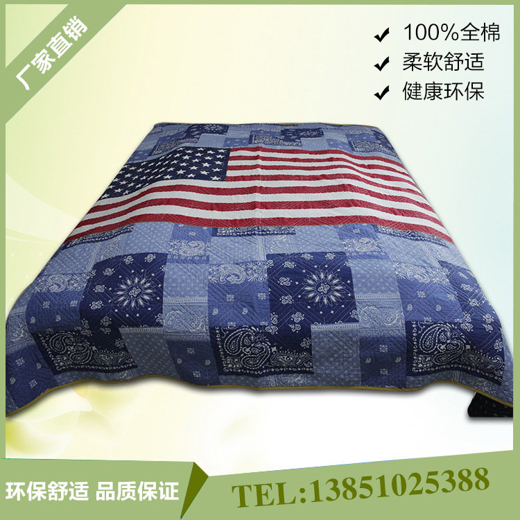 廠傢直銷 美國星旗被 純棉床罩全棉床墊套加厚防滑床套批發工廠,批發,進口,代購