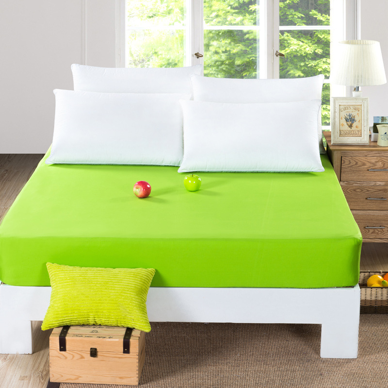 I藝羅萊傢紡全棉純色雙人床笠簡約純棉床單素色床罩單品果綠色工廠,批發,進口,代購