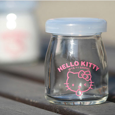 hello kitty 凱蒂貓佈丁瓶牛奶瓶迷你玻璃瓶酸奶瓶酸奶杯佈丁杯批發・進口・工廠・代買・代購