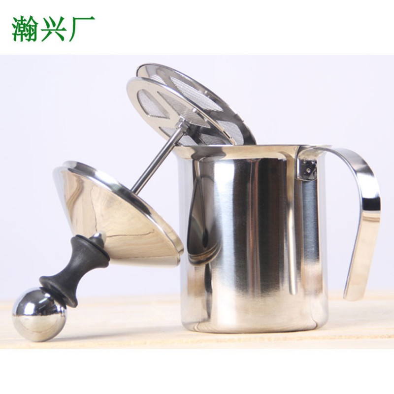 促銷不銹鋼打奶泡器 加厚雙層濾網打奶杯 日式咖啡牛奶手動打奶器工廠,批發,進口,代購