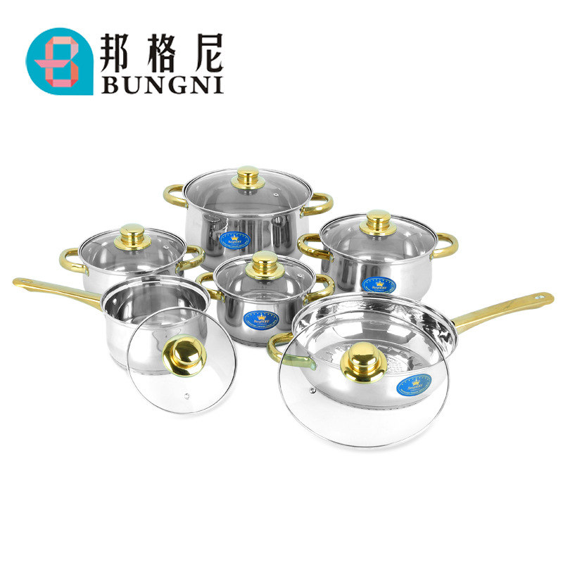 出口專供 不銹鋼復底套鍋 十二件套套鍋 12pcs cookware set工廠,批發,進口,代購