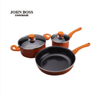 JOHN BOSS 炫彩鍋具三件套  煎炒鍋平底鍋 燉煮湯鍋 HG-1626工廠,批發,進口,代購