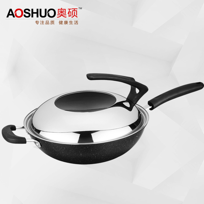 AOSHUO奧碩 韓式旋風麥飯石不黏炒鍋 2.0加厚鐵鍋 真材實料批發・進口・工廠・代買・代購