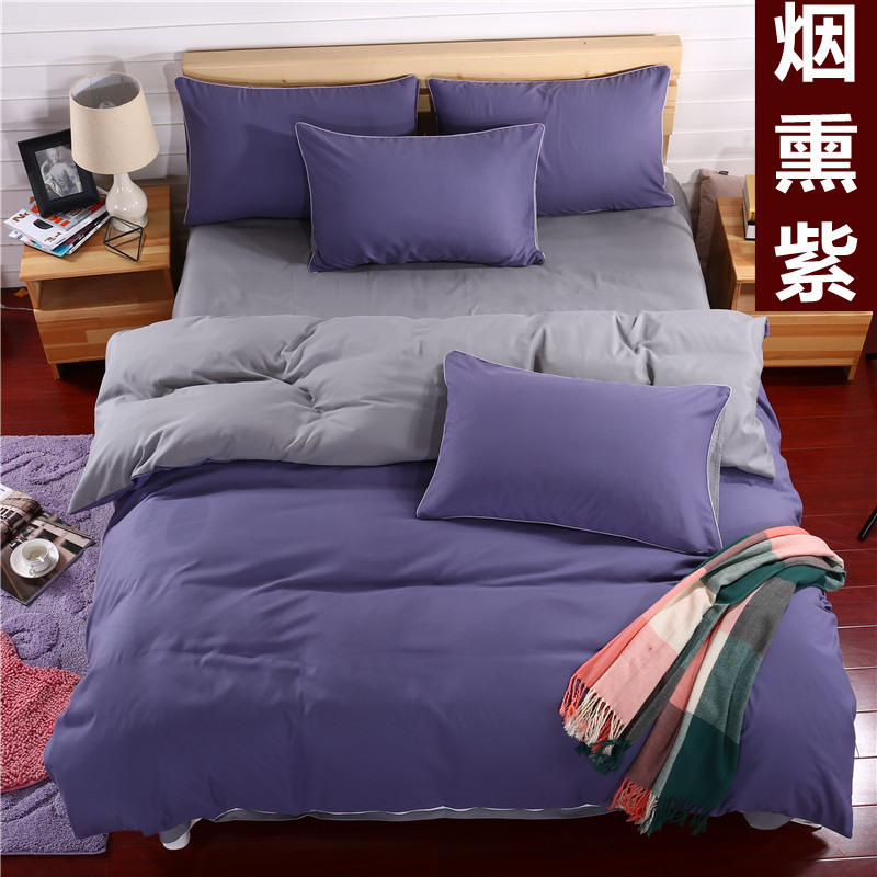 批發 韓式純棉活性磨毛素色純色雙拼四件套床上用品床單被套代發批發・進口・工廠・代買・代購