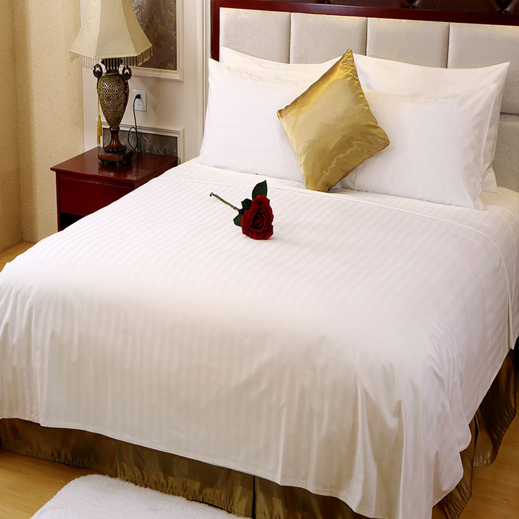 五星級酒店賓館床上用品四件套旅館醫院白色緞條佈草被套廠傢直銷批發・進口・工廠・代買・代購