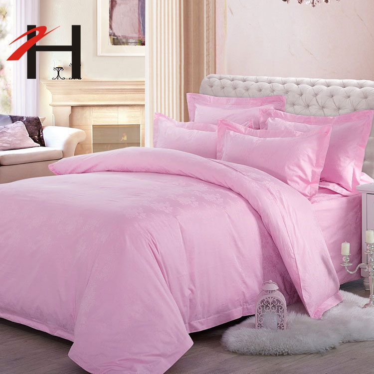 政昊 五星級賓館酒店床上用品 60支純棉提花粉紅色被套床單四件套批發・進口・工廠・代買・代購