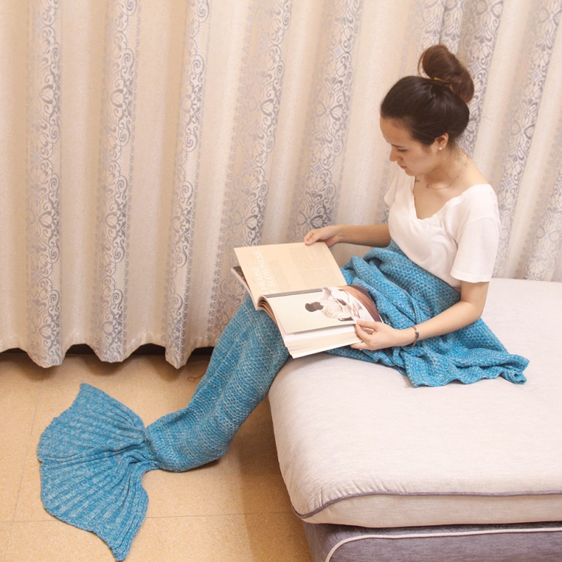美人魚毯子魚尾巴空調毯子沙發毯毛線針織午睡毯編織毛毯創意禮物批發・進口・工廠・代買・代購