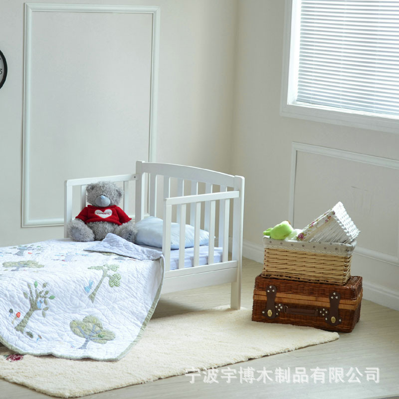 歐式寶寶床幼兒床外貿工廠直銷大尺寸白色實木帶護欄兒童單人床批發・進口・工廠・代買・代購