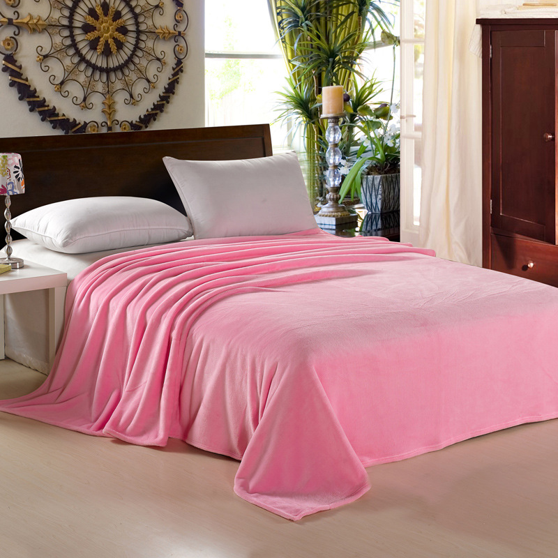超柔加厚純色法萊絨毛毯 素色法蘭絨促銷禮品 1.5米1.8米廠傢批發批發・進口・工廠・代買・代購