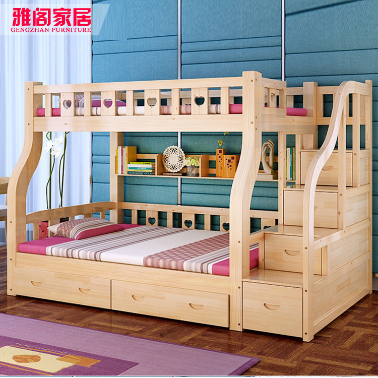 實木兒童床 高低上下鋪 雙層實木多功能母子床 可定製批發・進口・工廠・代買・代購