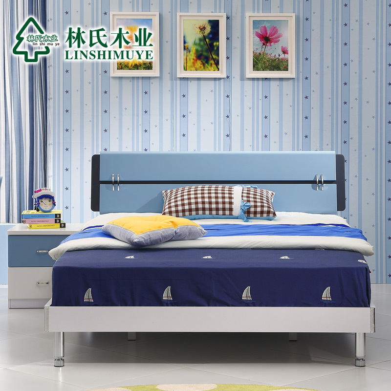 林氏木業兒童床1.5米板式床組合床頭櫃床墊現代簡約單人床611#批發・進口・工廠・代買・代購