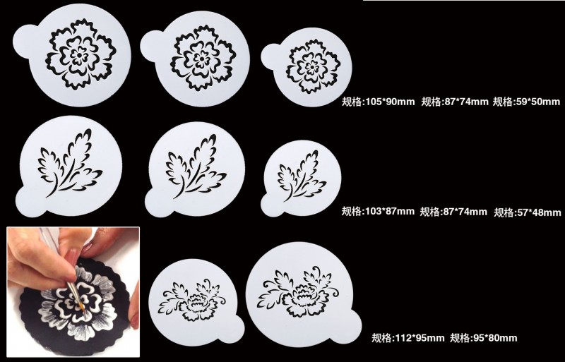 高端翻糖模具蛋白霜鏤空印花噴花模板 牡丹 花葉印花模具【8件】批發・進口・工廠・代買・代購