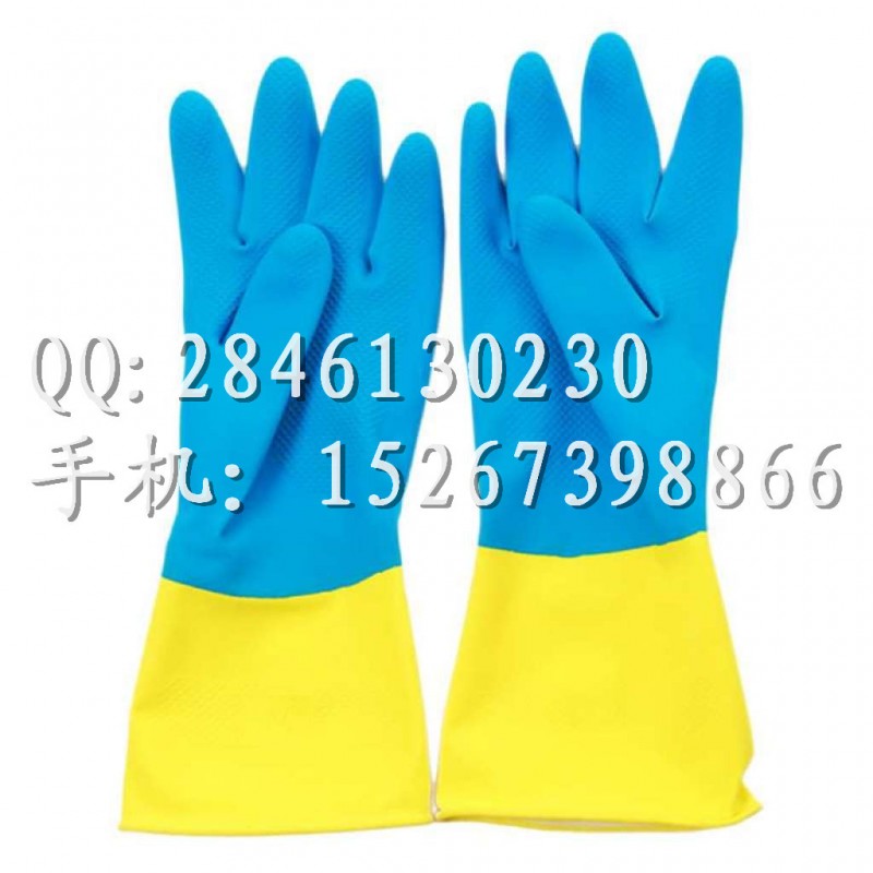 外貿批發雙色耐酸堿乳膠傢用手套40克防滑乳膠手套批發・進口・工廠・代買・代購