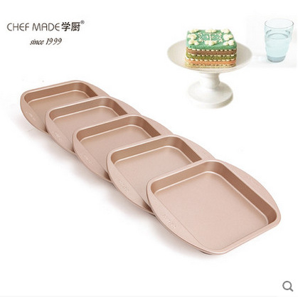 chefmade不黏6寸方形彩虹蛋糕模 裸蛋糕烘焙模具 烤盤5件套WK9129工廠,批發,進口,代購