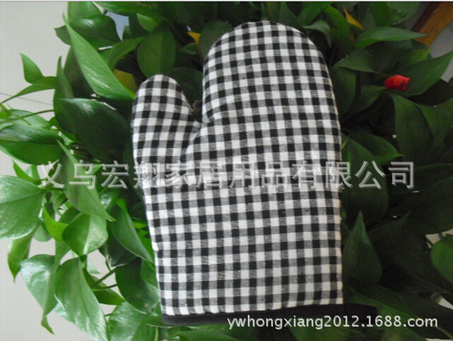 【廠傢生產】時尚新款格子式黑白手套微波爐隔熱手套出口日本工廠,批發,進口,代購