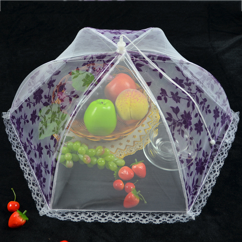 韓版新款滌綸蕾絲折疊餐桌罩食物罩 高檔時尚迷你網佈折疊水果罩工廠,批發,進口,代購