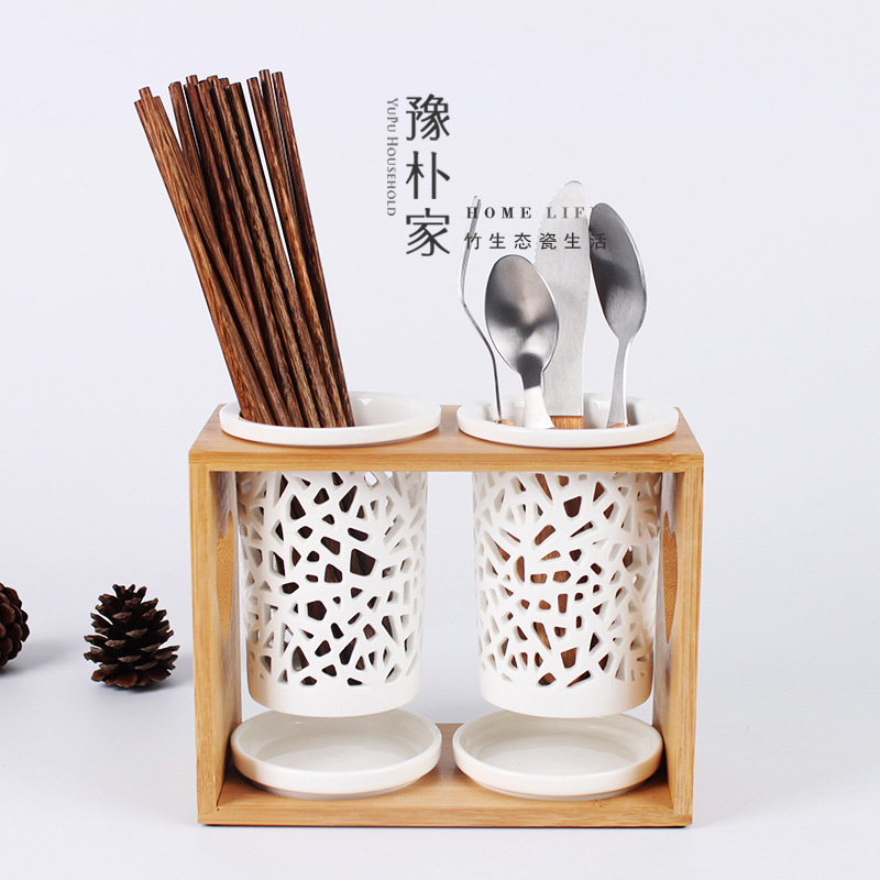 廠傢直銷筷子筒瀝水筷筒盒 歐式陶瓷筷子架雙筒廚房用品用具工廠,批發,進口,代購