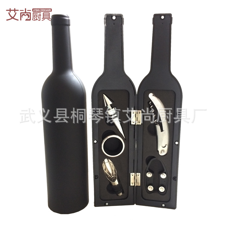 直批創意酒具酒瓶狀開瓶器套裝 不銹鋼商務酒瓶開瓶器套裝定製工廠,批發,進口,代購