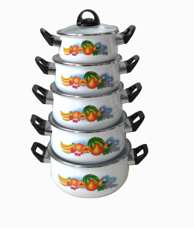 搪瓷鍋5套裝 高檔雙耳雙柿電磁爐燃氣通用 禮品鍋工廠,批發,進口,代購