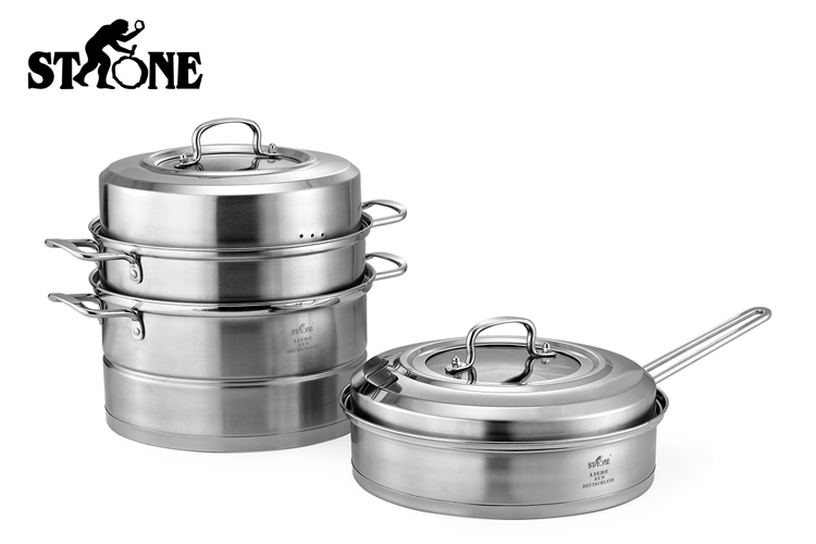 德國STONE司頓不銹鋼鍋具2套裝 STH048湯鍋蒸鍋炒鍋煎鍋 通用爐灶工廠,批發,進口,代購