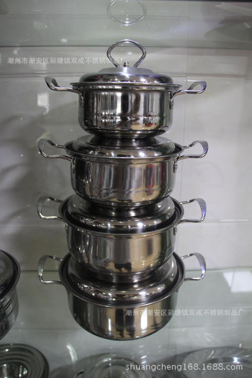 尼日利亞不銹鋼彩色八件套裝湯鍋 15-22cm加厚鋼柄彩鍋 單底煮鍋工廠,批發,進口,代購