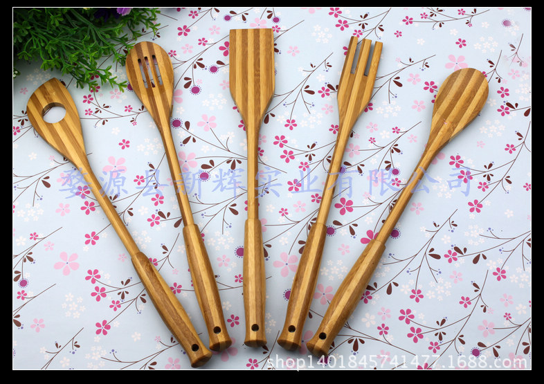 廠傢直供【竹製】勺子，鏟子，叉子，雙色套手柄竹廚具套裝批發・進口・工廠・代買・代購