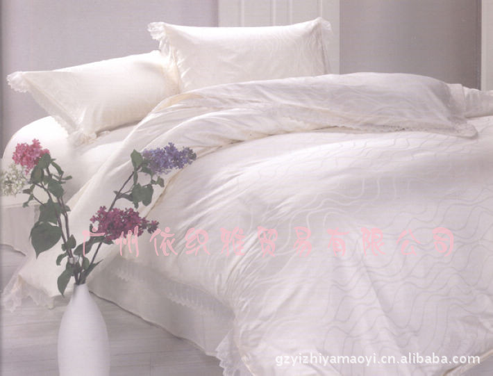 酒店床上用品四件套 床單被套 細水波紋純棉四件套  依織雅  正品工廠,批發,進口,代購