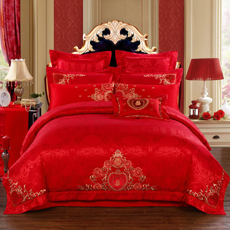婚慶套件大紅十件套 結婚床上用品 喜慶紅色多件套韓式全棉四件套工廠,批發,進口,代購