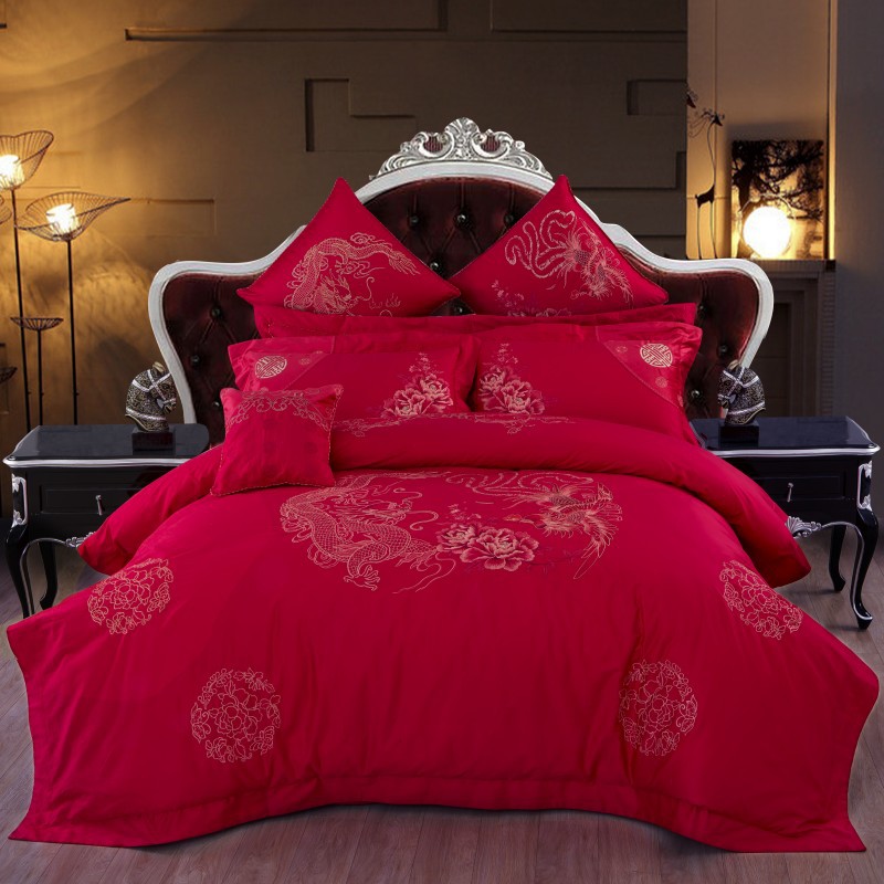 廠傢直銷 大紅色婚慶純棉全棉四件套多件套床單被套床上用品包郵批發・進口・工廠・代買・代購