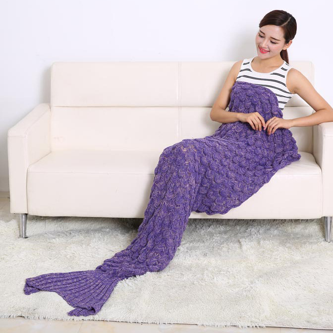 外貿毛毯新款魚鱗紋美人魚尾巴毛毯針織懶人空調毯禮品毯一件代發批發・進口・工廠・代買・代購