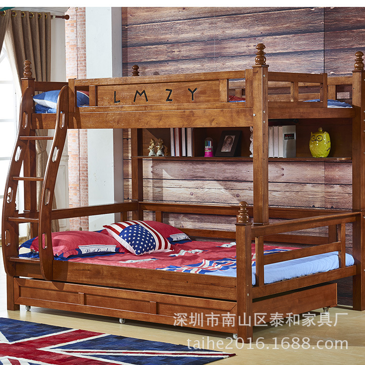 全實木美式鄉村兒童上下床子母床高低床組合床臥室套房傢具L-230工廠,批發,進口,代購