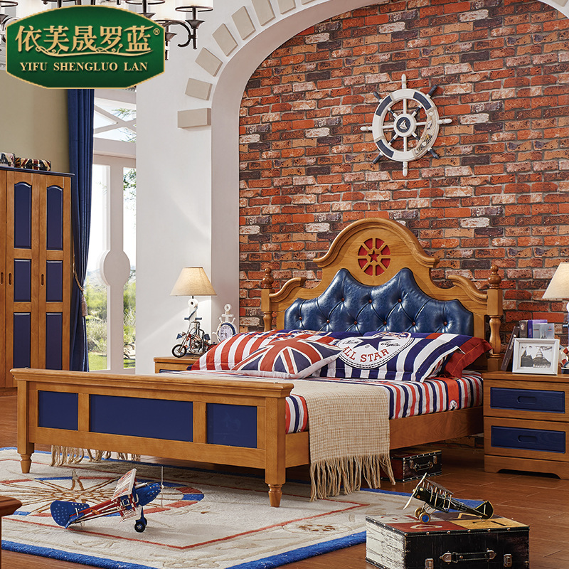 特價工廠直銷 全實木美式兒童床男孩床單人床1.2 1.5米橡木床工廠,批發,進口,代購