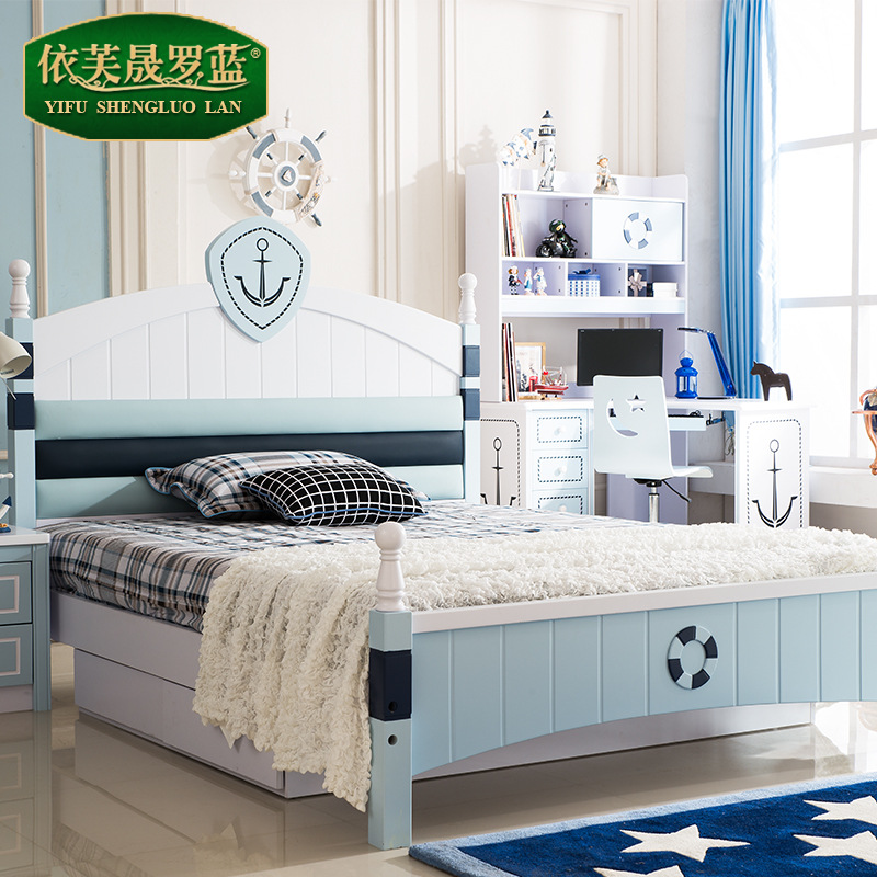 廠傢直銷爆款 歐式兒童床組合床1.2 1.5米青少年臥室傢具單人床批發・進口・工廠・代買・代購