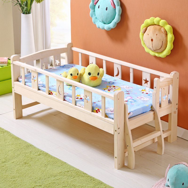 實木兒童床 松木單人床 時尚簡約帶護欄兒童床實木床 支持定製工廠,批發,進口,代購
