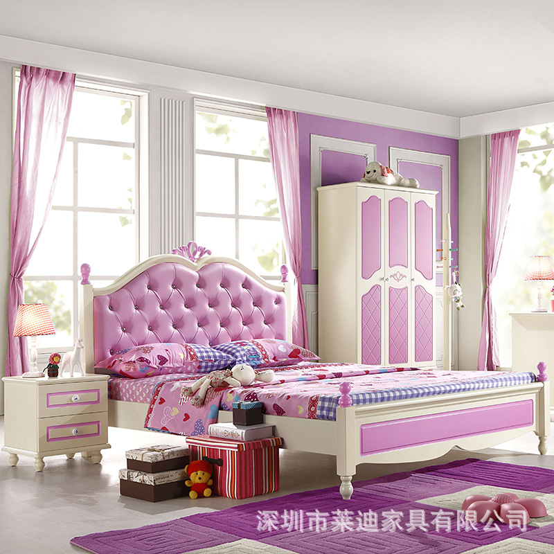 兒童床女孩公主套房傢具組合1.2/1.5米單人床實木小孩童床 公主床工廠,批發,進口,代購