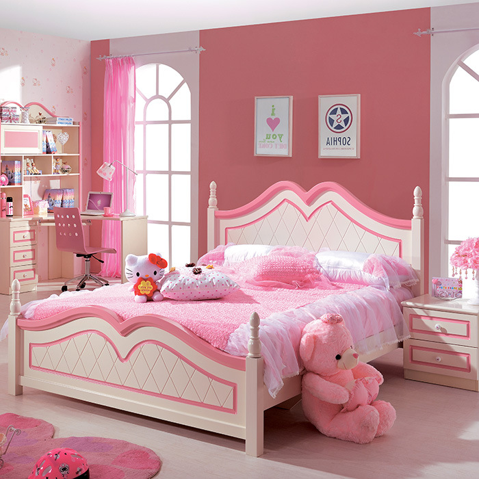 歐式兒童傢具套房公主床 兒童床女孩粉紅色小孩床單人床1.2/1.5米工廠,批發,進口,代購