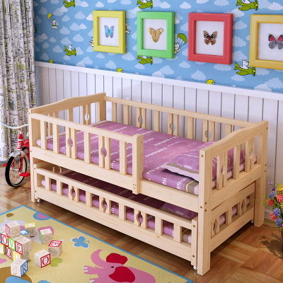 廠傢直銷全實木雙層兒童床 上下推拉二合一伸縮帶護欄兒童床 包郵工廠,批發,進口,代購