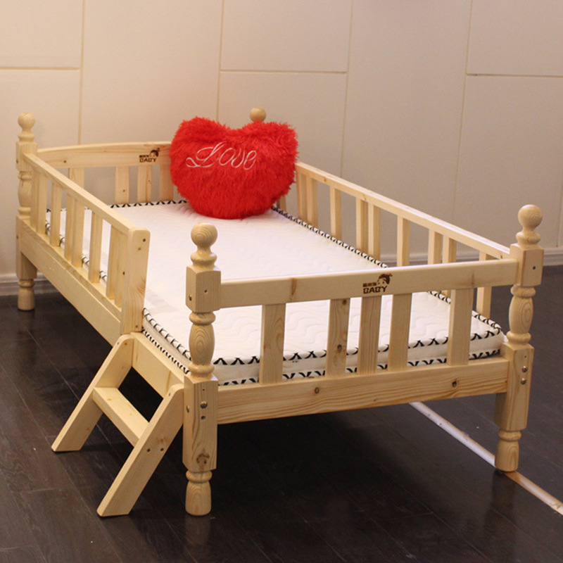 兒童傢具小孩床單人松木床類 1米兒童床帶護欄男孩女孩實木床工廠,批發,進口,代購