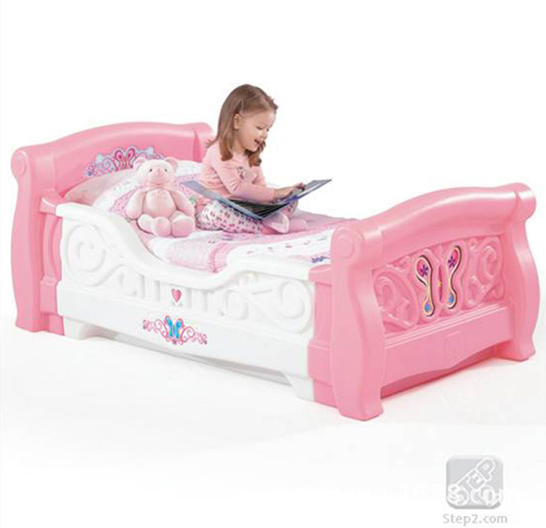 美國STEP2原裝進口幼兒童床公主床加厚塑料兒童雪橇夢幻床粉色批發・進口・工廠・代買・代購