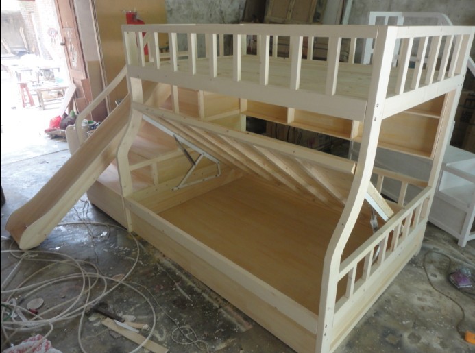 新款實木兒童床 滑梯提櫃一體 下鋪帶氣壓桿工廠,批發,進口,代購