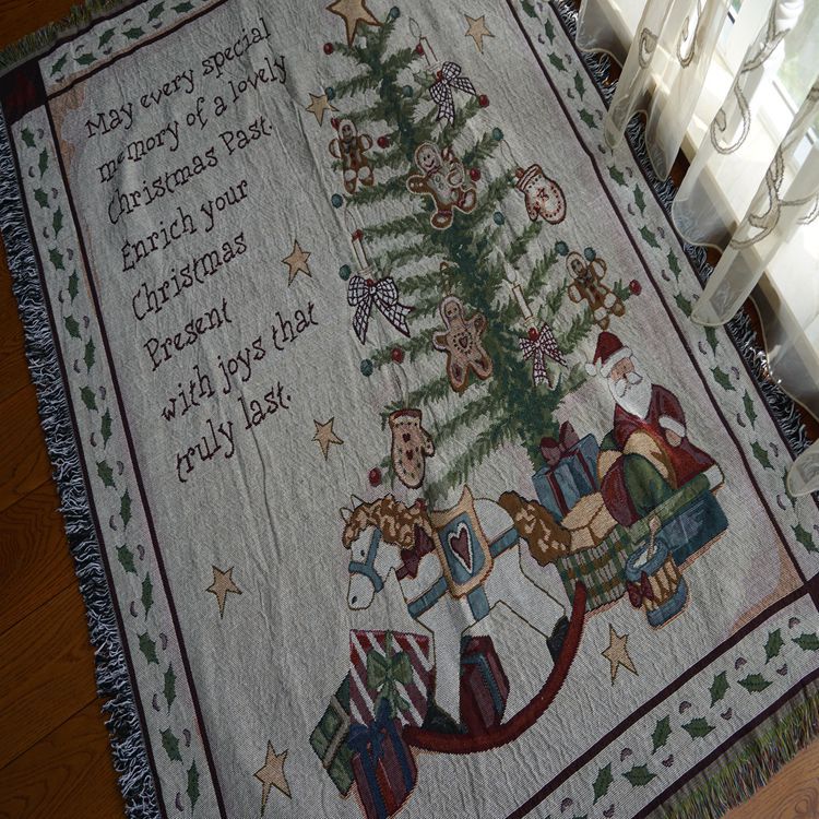 廠傢直銷 外貿出口 卡通棉麻針織線毯 毯子 沙發毯 聖誕系列批發・進口・工廠・代買・代購