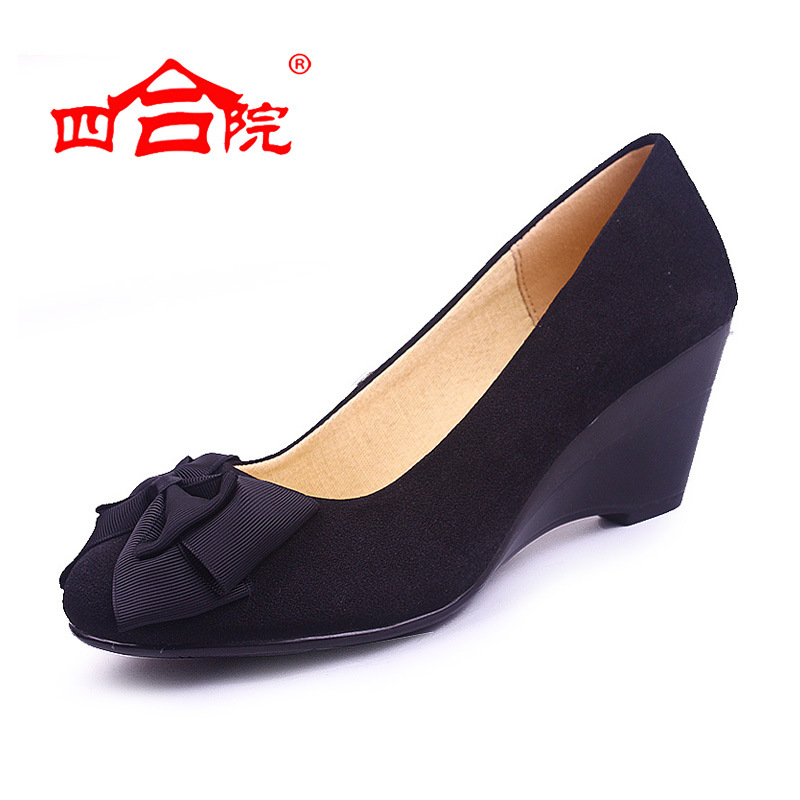 一件代發  老北京佈鞋女鞋單鞋黑色蝴蝶結職業鞋坡跟女鞋28180工廠,批發,進口,代購