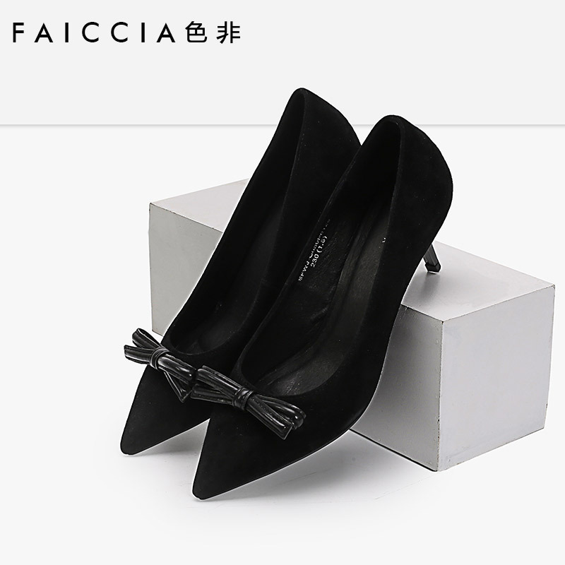 Faiccia/色非2016秋季新款歐美時尚尖頭高跟鞋蝴蝶結女鞋C050P工廠,批發,進口,代購