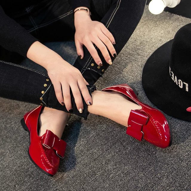 2016春季新款單鞋女鞋尖頭淺口平跟平底蝴蝶結工廠,批發,進口,代購