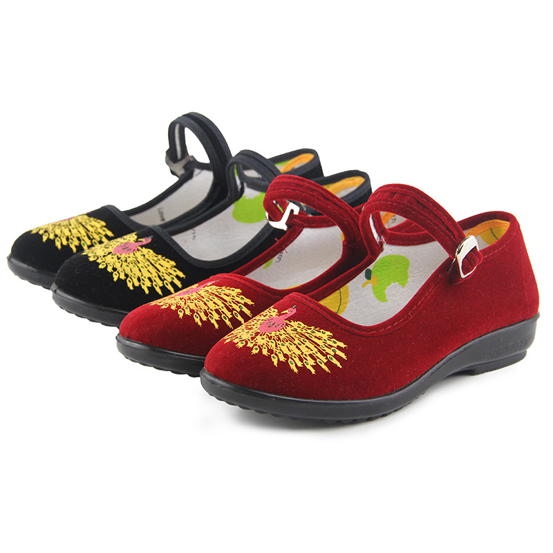 新款紅色小禮機鞋老北京佈鞋兒童舞蹈鞋平跟方口女童鞋體操鞋批發・進口・工廠・代買・代購