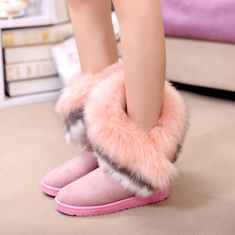 2016冬季新款雪靴中筒仿狐貍毛女棉靴舒適保暖女靴子批發工廠,批發,進口,代購