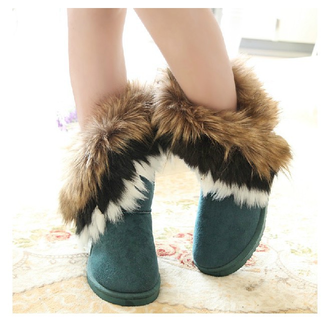 2013新款高筒靴子氣質女靴雪靴仿兔毛狐貍毛女鞋工廠,批發,進口,代購